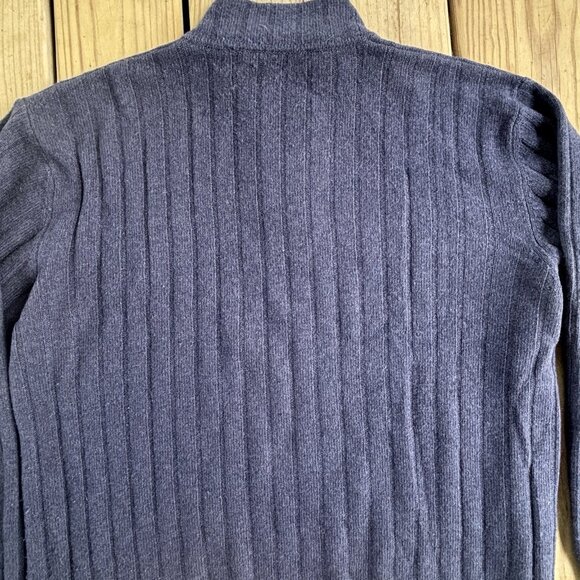 Hathaway Platinum Italy 100% Navy Geelong Lamb Wool Pullover 1/4 zip Sweater LG - Picture 9 of 11